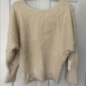 NWT Anthropologie Cream Fuzzy Knit Women's Sweater